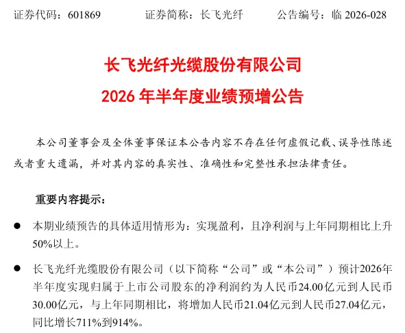 长飞光纤业绩公告